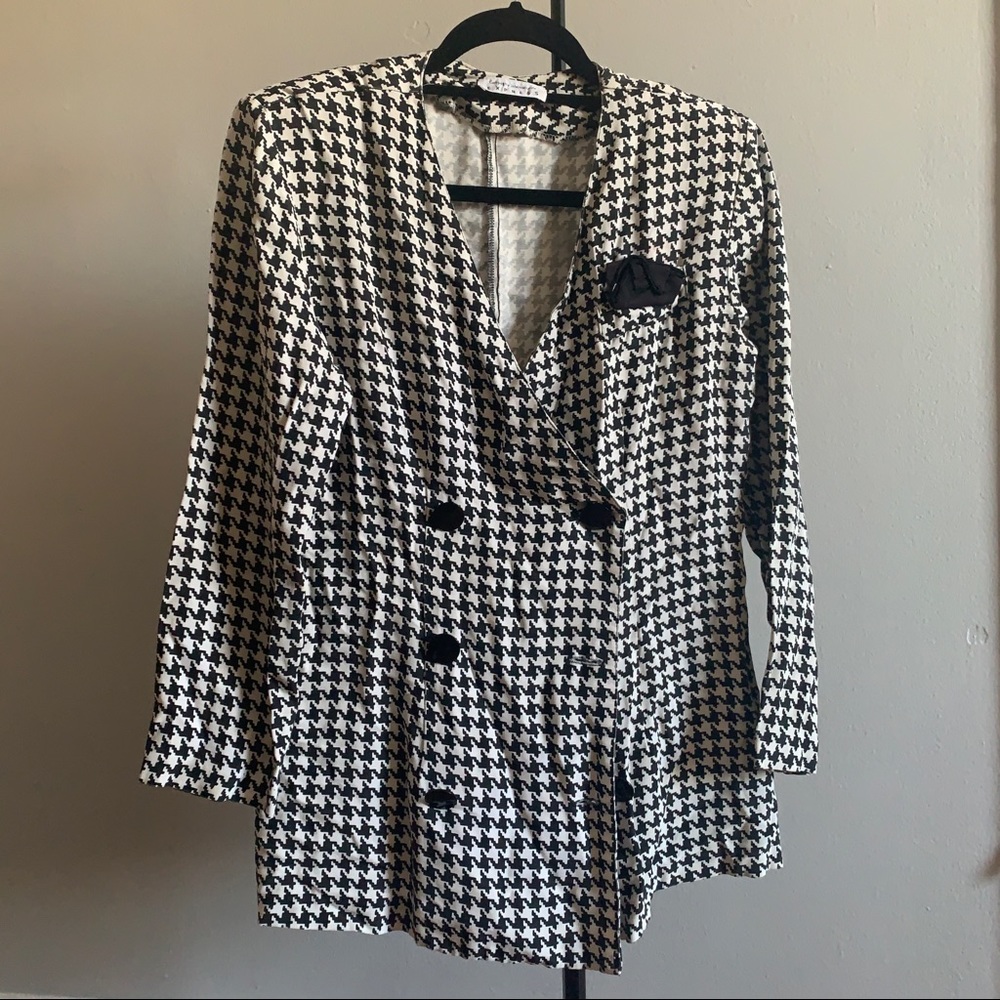 Vintage 80s Houndstooth double breasted blazer